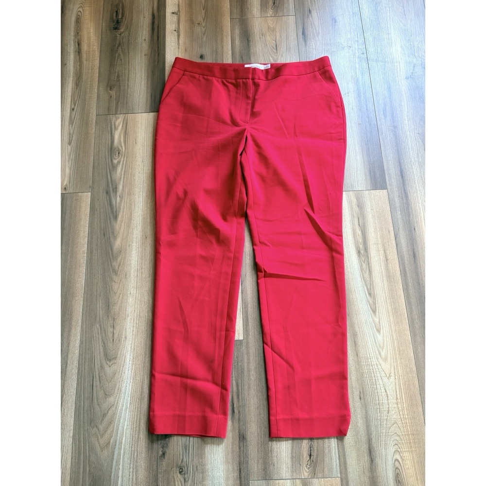 Calvin Klein Women's Dress Pants Red 12 Cotton Blend Business Pockets Flat Front